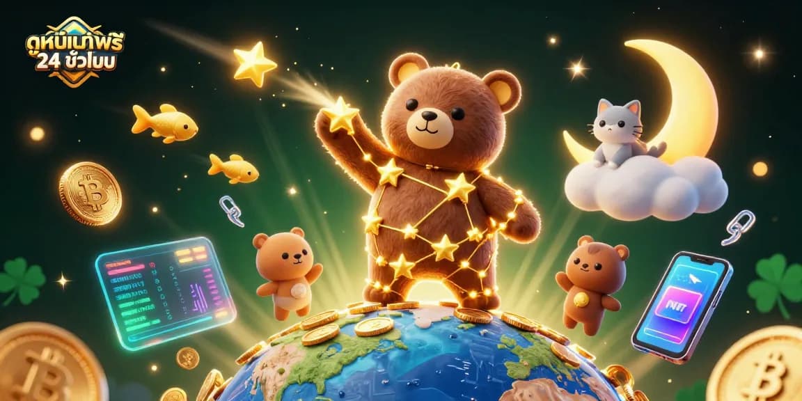 Experience ดูหนังออนไลน์ฟรี 24 ชั่วโมง with our vibrant online platform through this 3D illustration.