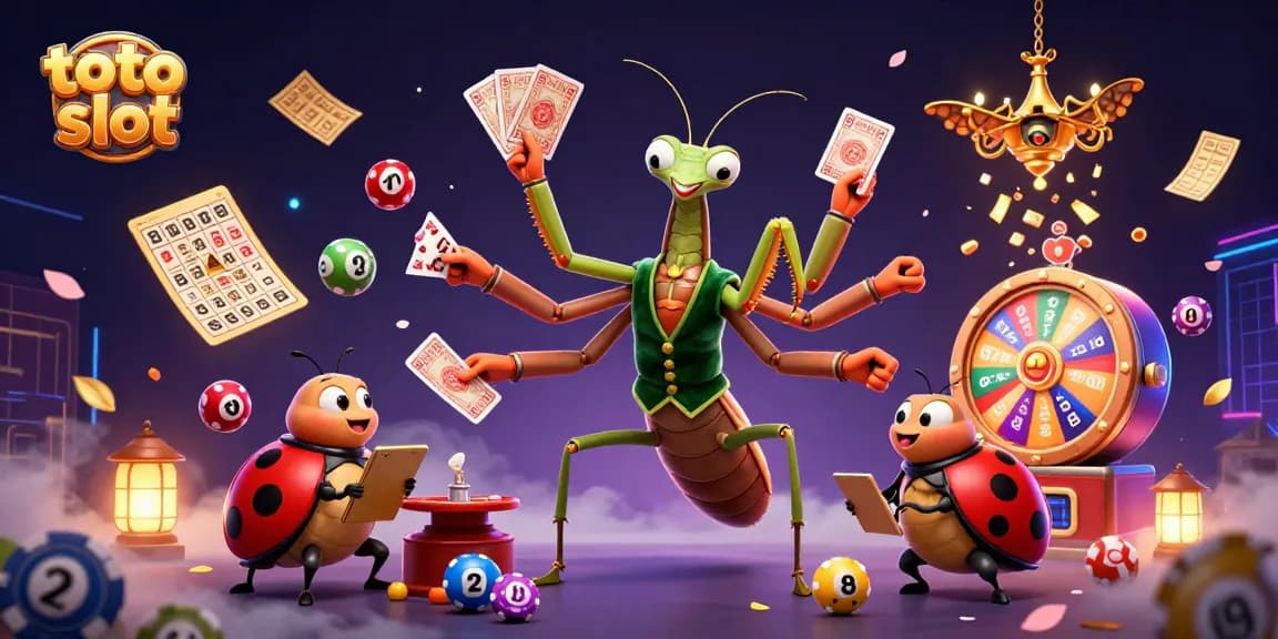 Menangkan jackpot saat bermain toto slot dengan ilustrasi 3D kartun kasino penuh warna.