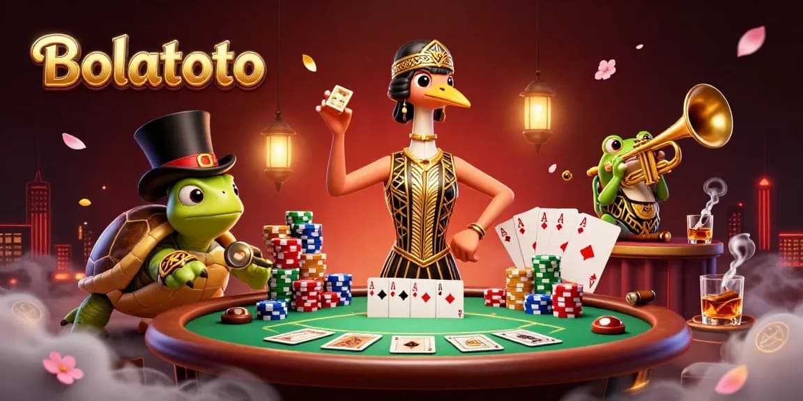 Experience the excitement of Bolatoto with a lively 3D illustration featuring vibrant casino scenes.