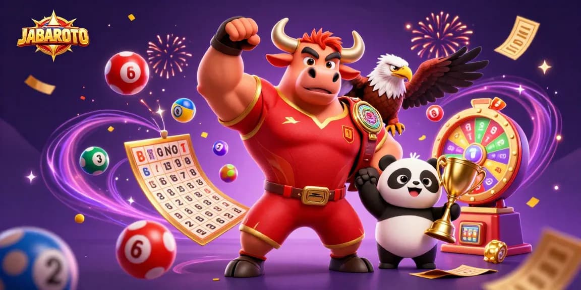 JABARTOTO menampilkan suasana bermain togel dengan elemen permainan menarik dan karakter ceria.