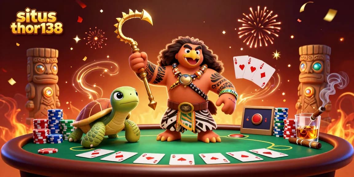 Situs thor138, rasakan keseruan permainan poker di meja dengan karakter unik dan elemen penuh warna.