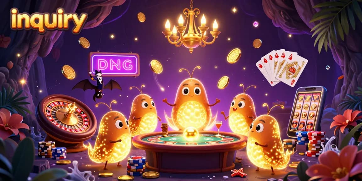 Enhance your inquiry into gaming within this vibrant casino scene lit by glowworms.