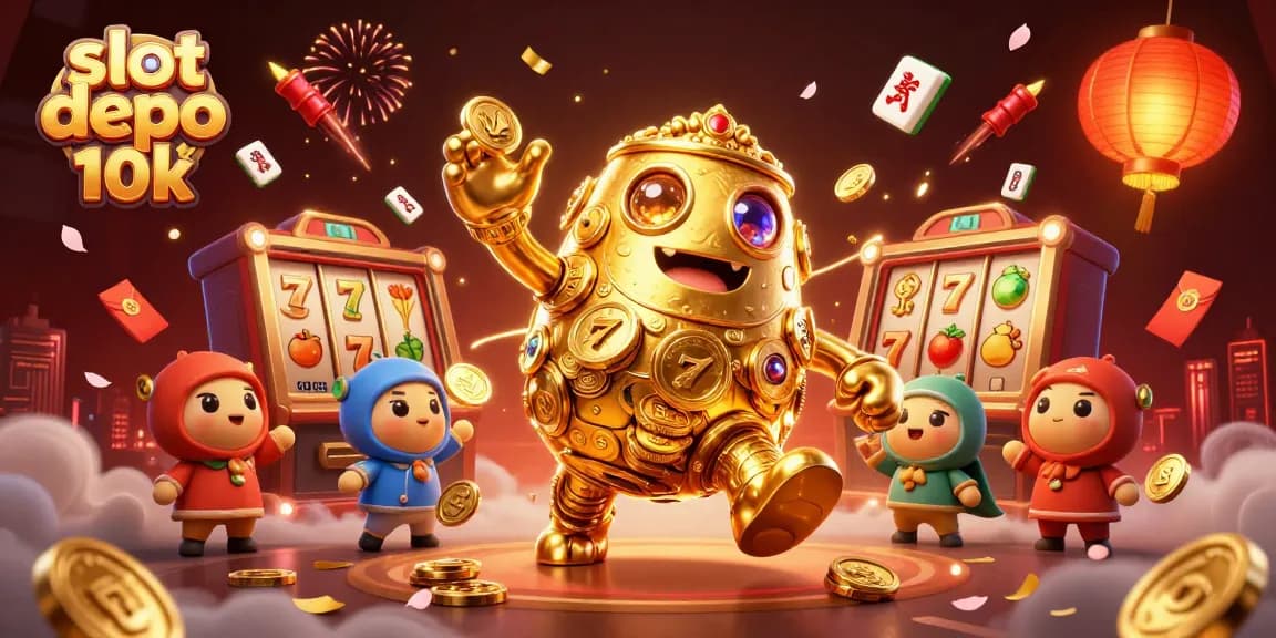 Experience slot depo 10k gameplay excitement with dynamic golden golems and vibrant casino symbols.