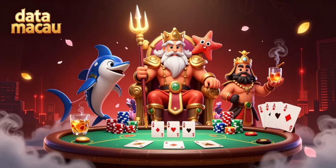 Melihat hasil data macau dengan karakter menarik seperti raja laut dan samurai sambil bermain poker interaktif.