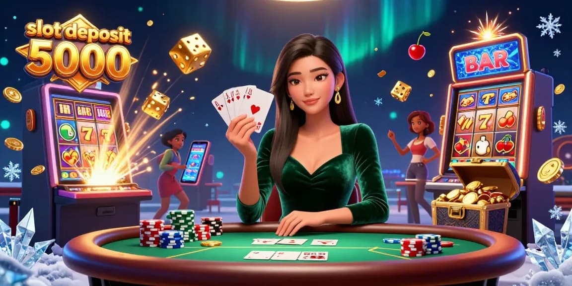 Playing thrilling games and winning with slot deposit 5000 at a glitzy casino.