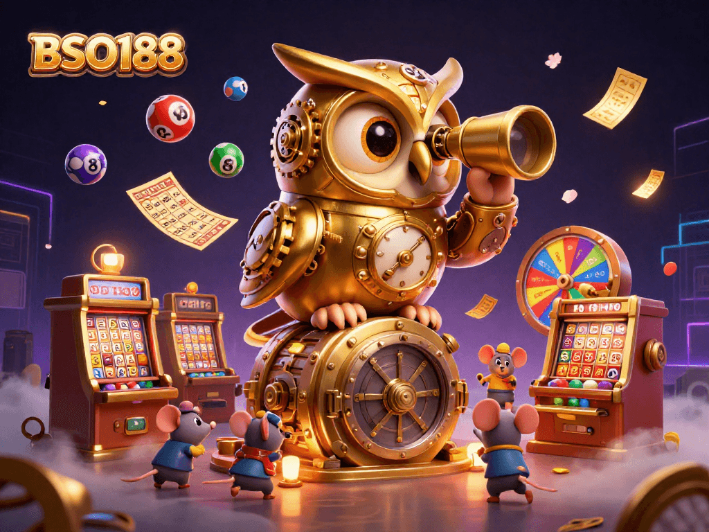 Experience thrilling gameplay with BSO188 at a lively casino scene filled with vibrant activities.