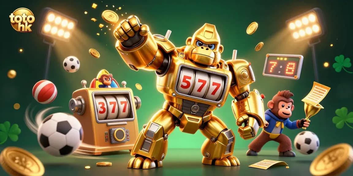 bermain dengan toto hk dalam ilustrasi 3D, lengkap dengan karakter dan elemen kasino yang dinamis.