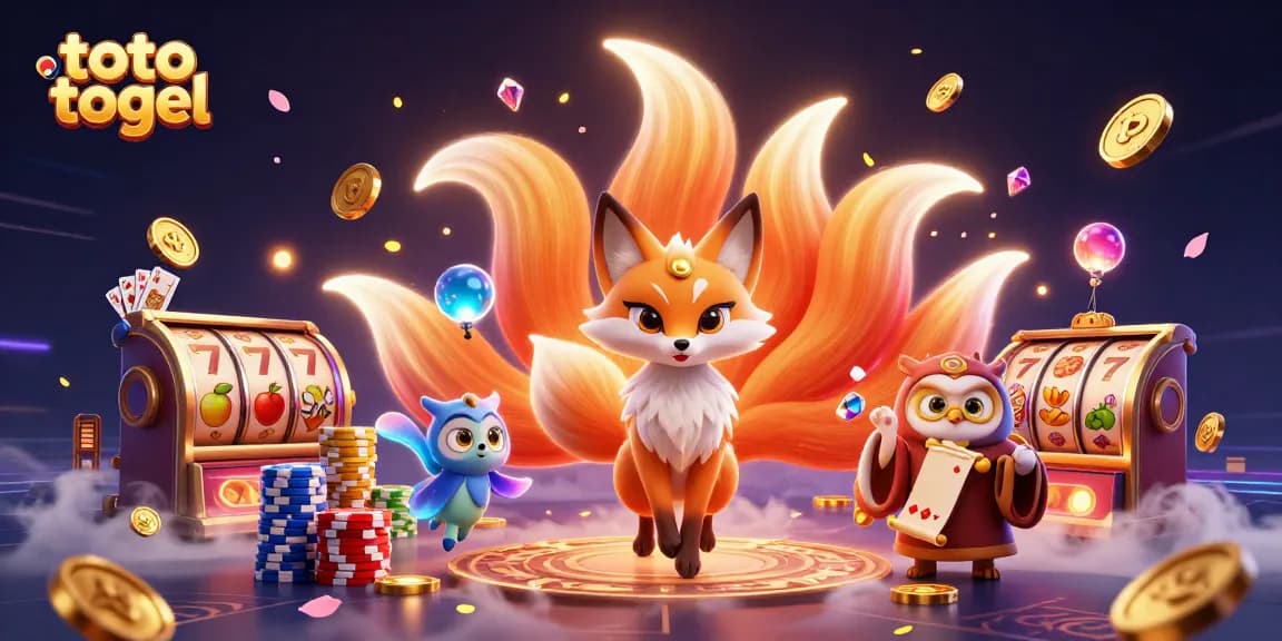 Menang di toto togel dengan ikon slot mesin buah yang beruntung dan simbol berkilau di sekitarnya