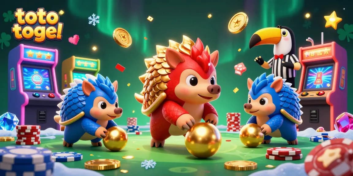 Engage in exciting toto togel gameplay with vibrant 3D pangolins in an action-filled casino scene.