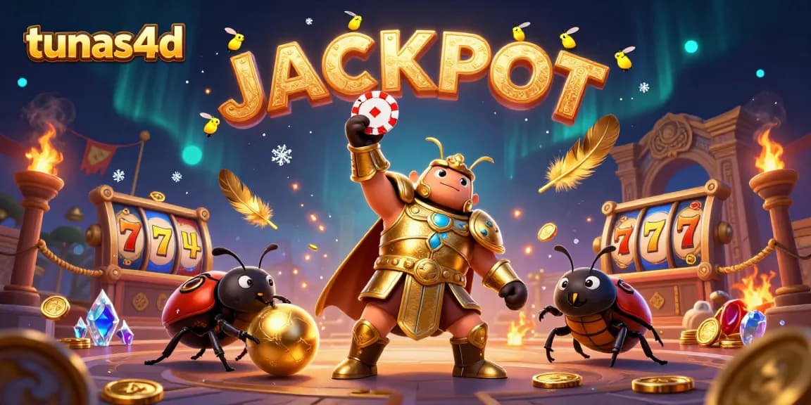 Tune into tunas4d as a heroic beetle celebrates a grand casino jackpot in vibrant 3D artistry.