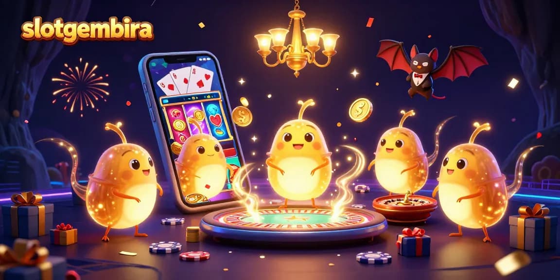 Slotgembira menghadirkan pengalaman bermain slot interaktif dengan lampu neon dan dealer unik di kasino.
