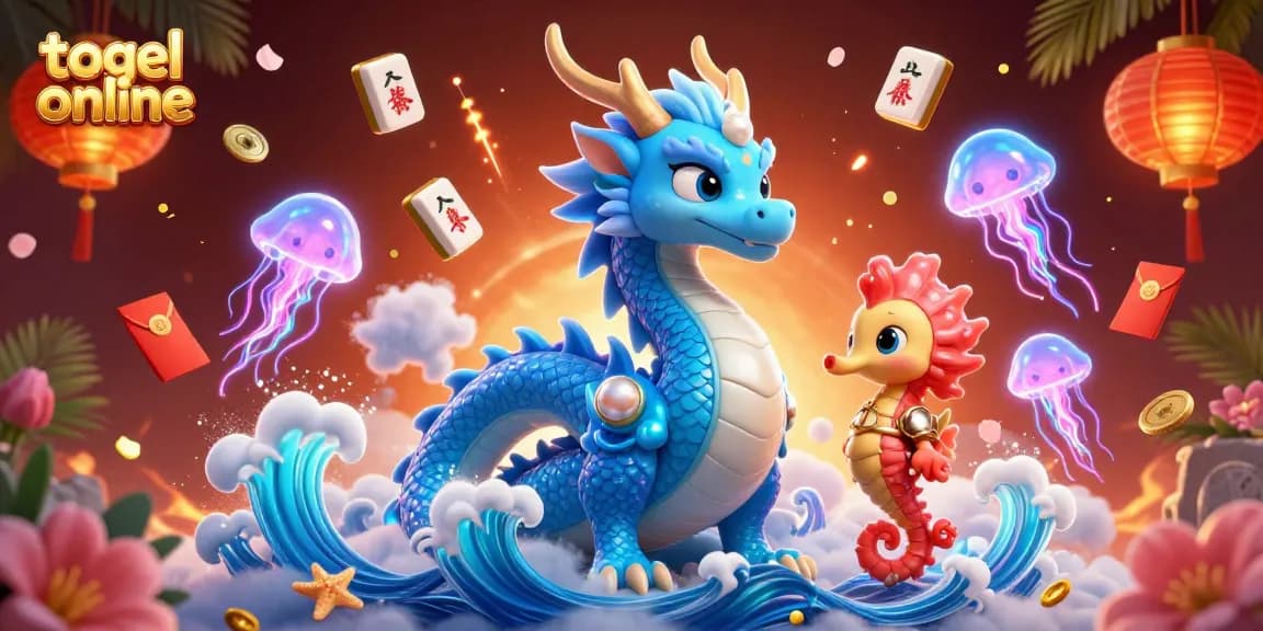 Menikmati pengalaman togel online dengan karakter unik dan elemen permainan dalam ilustrasi 3D.