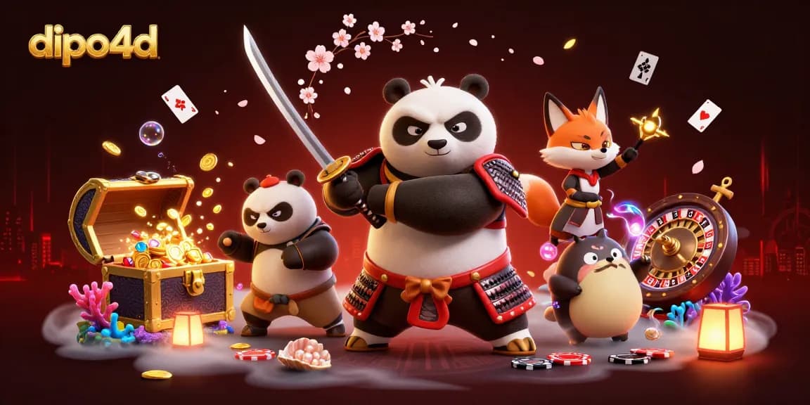 dipo4d: Engage in thrilling gaming excitement with a samurai panda, ninja fox, and magic spirit.