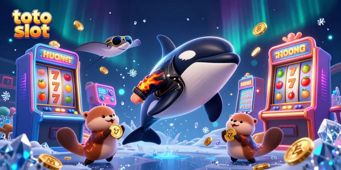 Tangkap keseruan bermain toto slot dengan ikan orca dan keluarga berang-berang mengumpulkan koin emas.