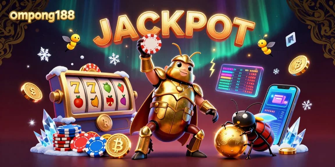 Menggulung jackpot dengan ompong188, seekor kumbang hercules berarmor emas dan kumbang sampingan.