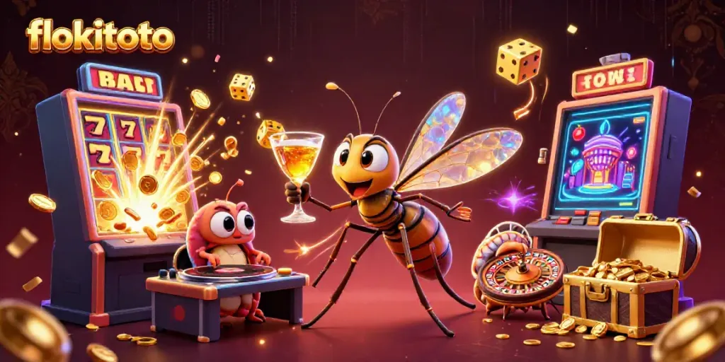 Experience the vibrant world of flokitoto with dynamic slot machines and animated casino characters.