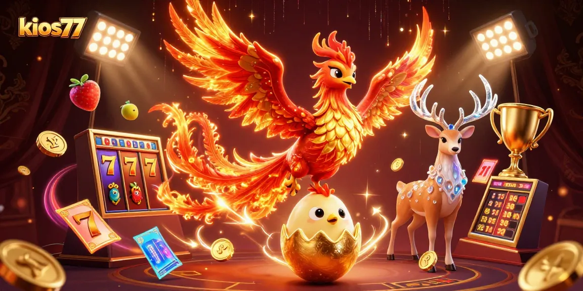 Kios77 offers thrilling slot action with vibrant casino characters and dynamic game elements