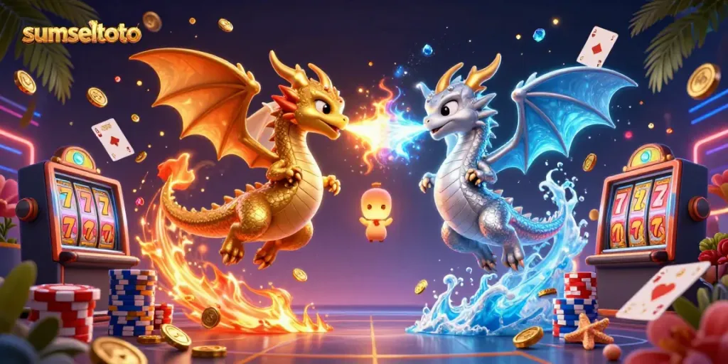 Engage with sumseltoto's exciting world of gaming featuring dynamic dragon characters and casino elements.