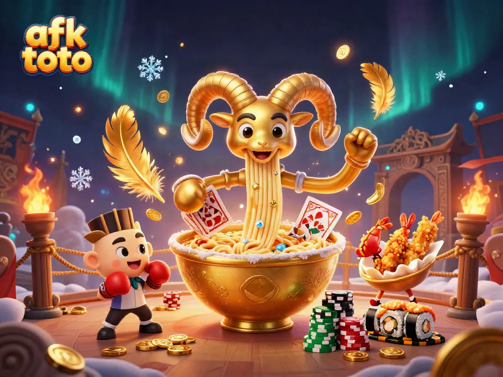 Permainan kartu afk toto di arena slot dengan karakter unik dan dekorasi meriah.