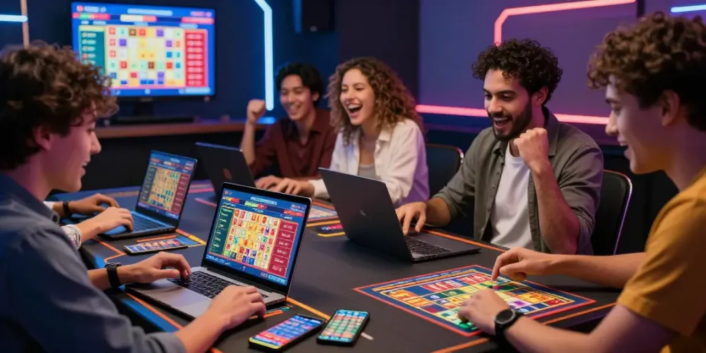 Teman berkumpul bermain togel online dengan semangat dan keceriaan.