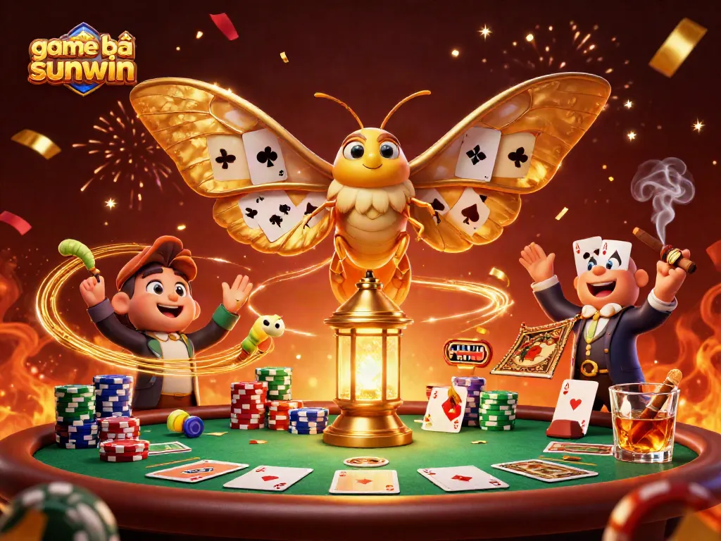 Engage in game bài sunwin with vibrant casino scenes and dynamic 3D illustration.