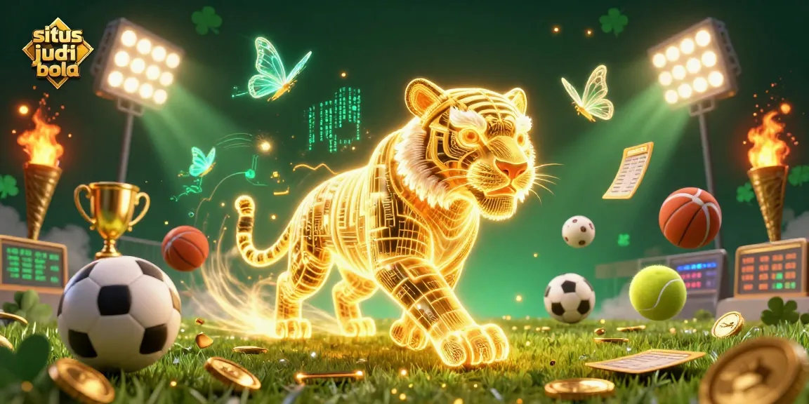 Engage with situs judi bola through a vibrant sports betting illustration featuring dynamic games.