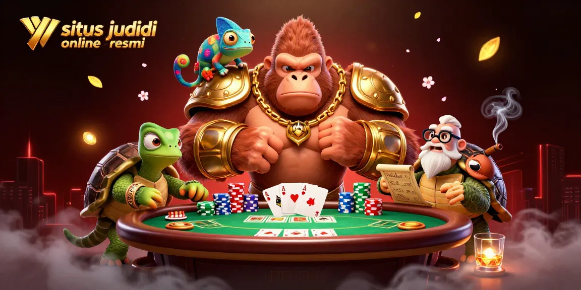 Engage with situs judi online resmi through thrilling poker action in a vibrant casino illustration.
