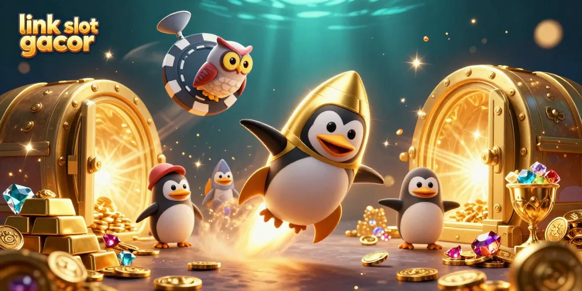 Spin and win big with link slot gacor in a vibrant casino-themed 3D illustration full of treasures.