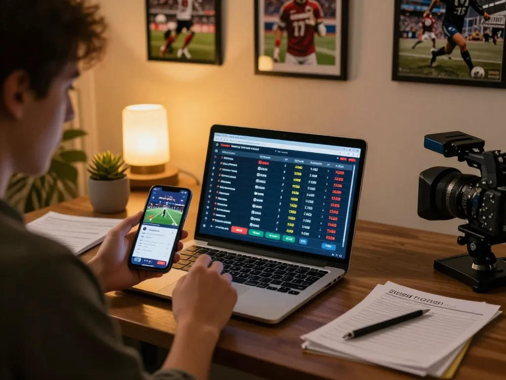Engaging sports betting scene showcasing rokok88 online gaming excitement from home.