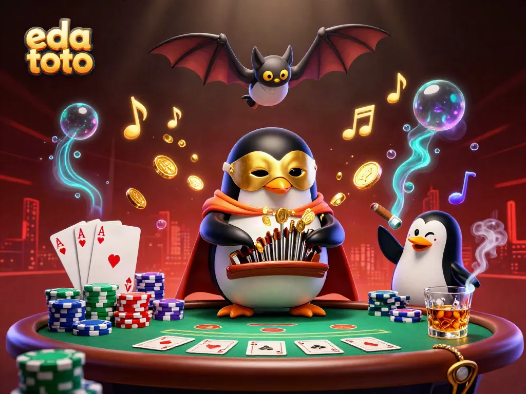 Play the exciting eda toto game with vibrant visuals of gambling elements and characters.