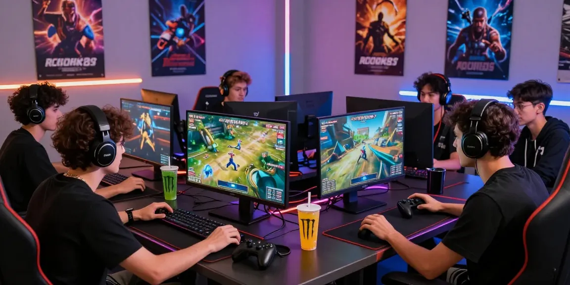 Exciting gaming scene showcasing friends enjoying rokok88 games in a vibrant setup.
