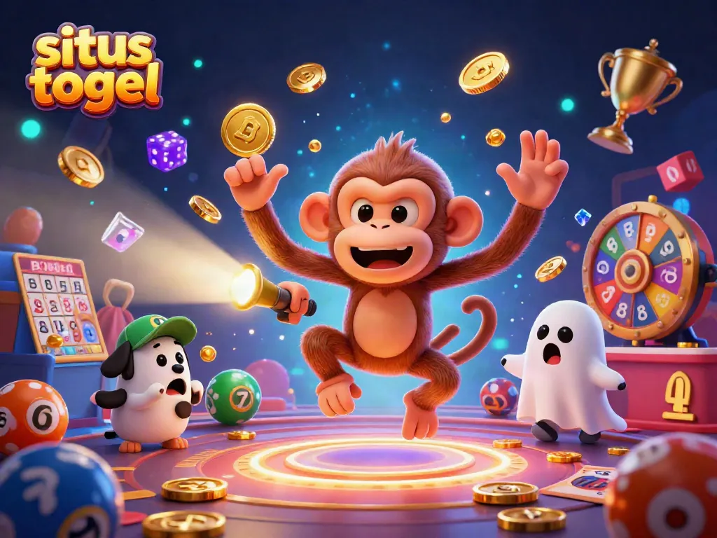 Catch the excitement of situs togel in a vibrant, animated lottery scene with a whimsical twist.