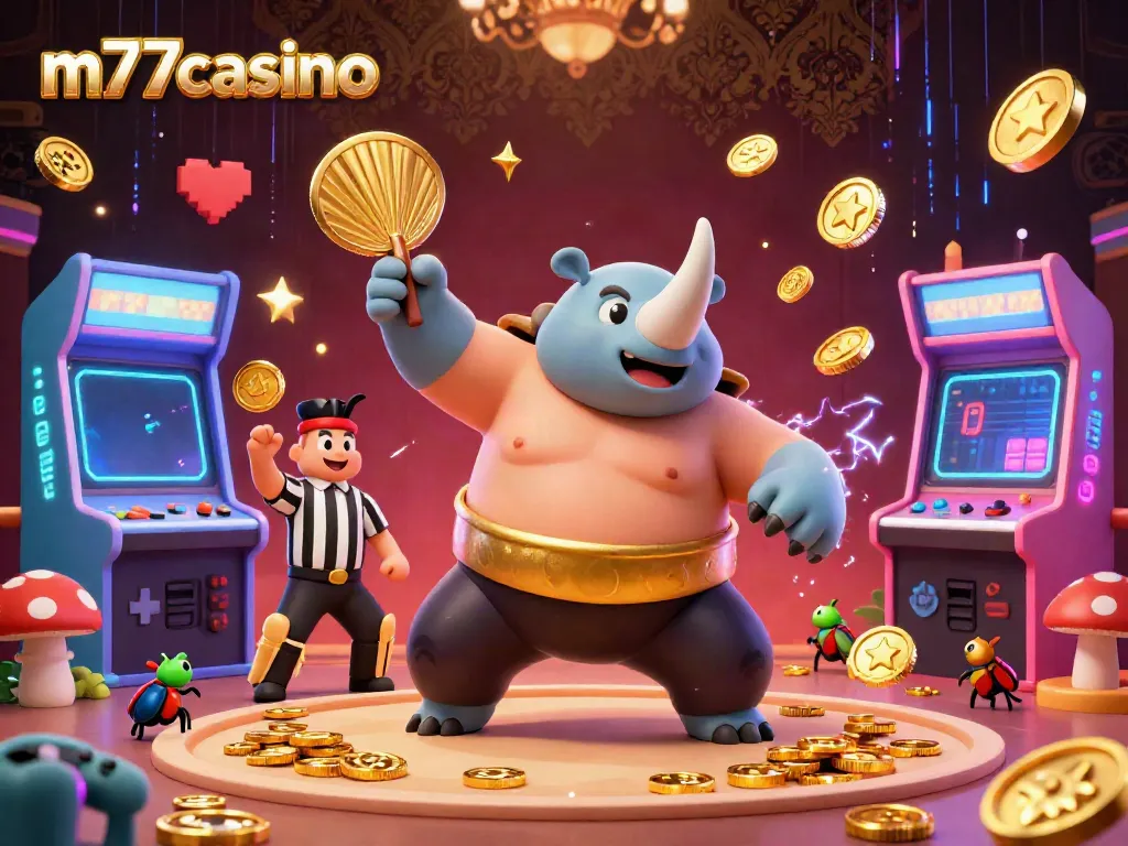 Kepala kumbang badak juara sumo di m77casino mengacaukan koin emas sambil dihakimi oleh juri cricket.