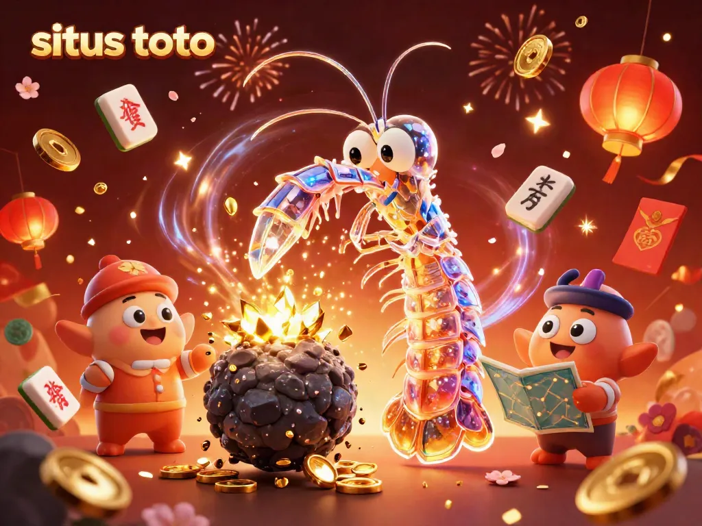 Engage with the vibrant ambiance of situs toto featuring galactic samurai mantis shrimp amidst a cascade of golden gems and dynamic gambling elements.