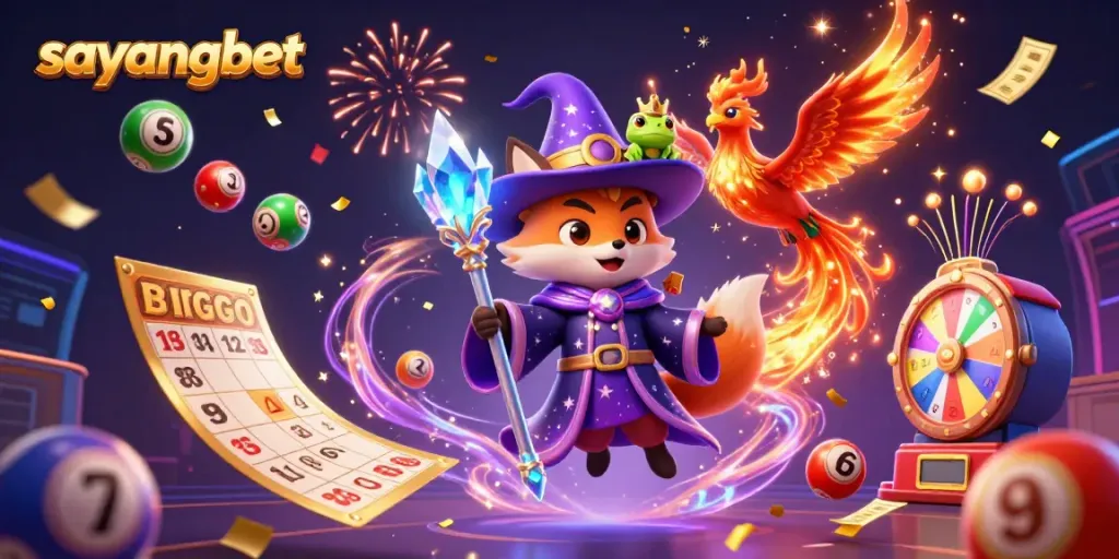 Experience the thrill of gaming with Sayangbet's vibrant casino and lottery universe featuring exciting characters and dynamic prizes.