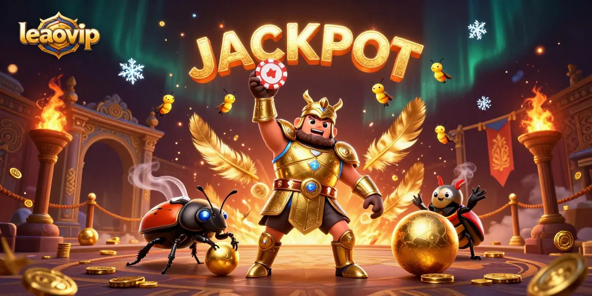 Experience the jackpot excitement with leaovip as characters celebrate a big win in a vibrant casino scene.
