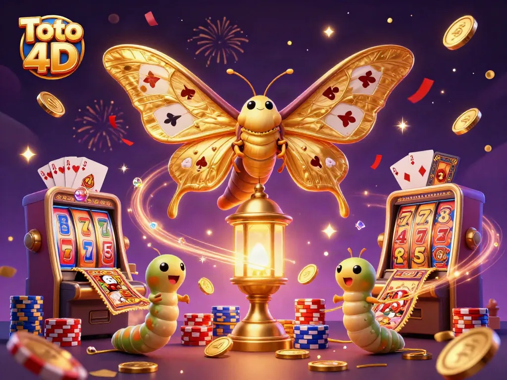Melihat kemenangan dengan Toto 4D dalam ilustrasi kasino yang kaya warna dan detail.