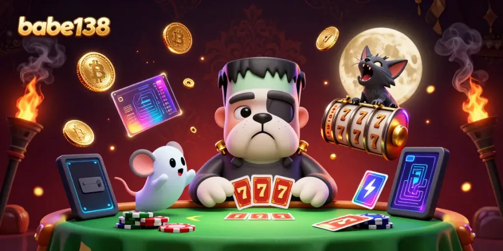 Menangkan permainan slot di babe138 dengan gambar kartun unik dan elemen kasino menarik.
