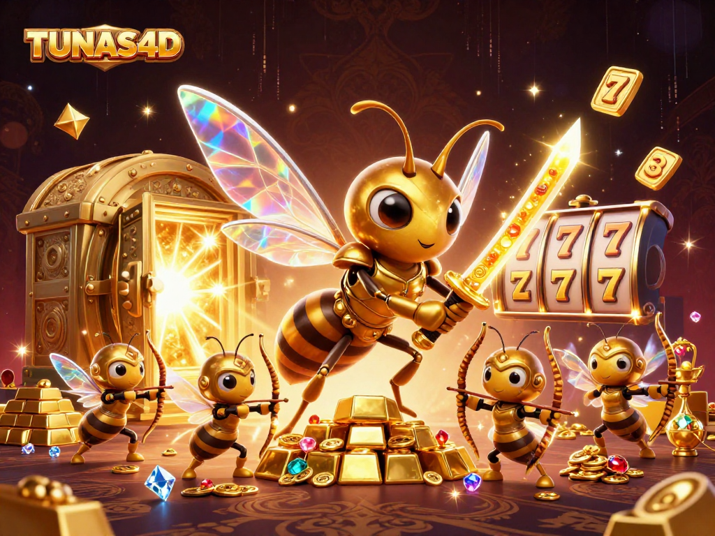 TUNAS4D showcases thrilling online slot gameplay with captivating characters battling for treasure and jackpots.