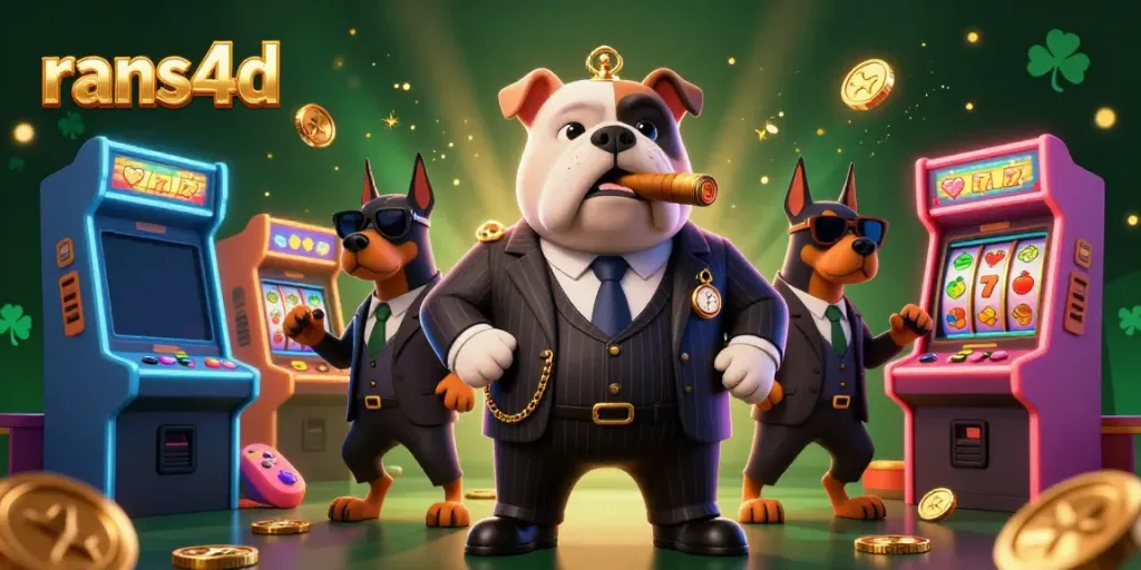RANS4D menghadirkan suasana kasino dengan bulldog mafia dan mesin slot yang mengasyikkan.