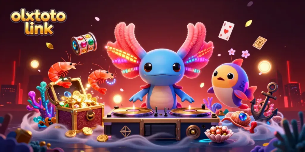 Experience the excitement of OLXTOTO link with a vibrant underwater casino party scene featuring playful characters.