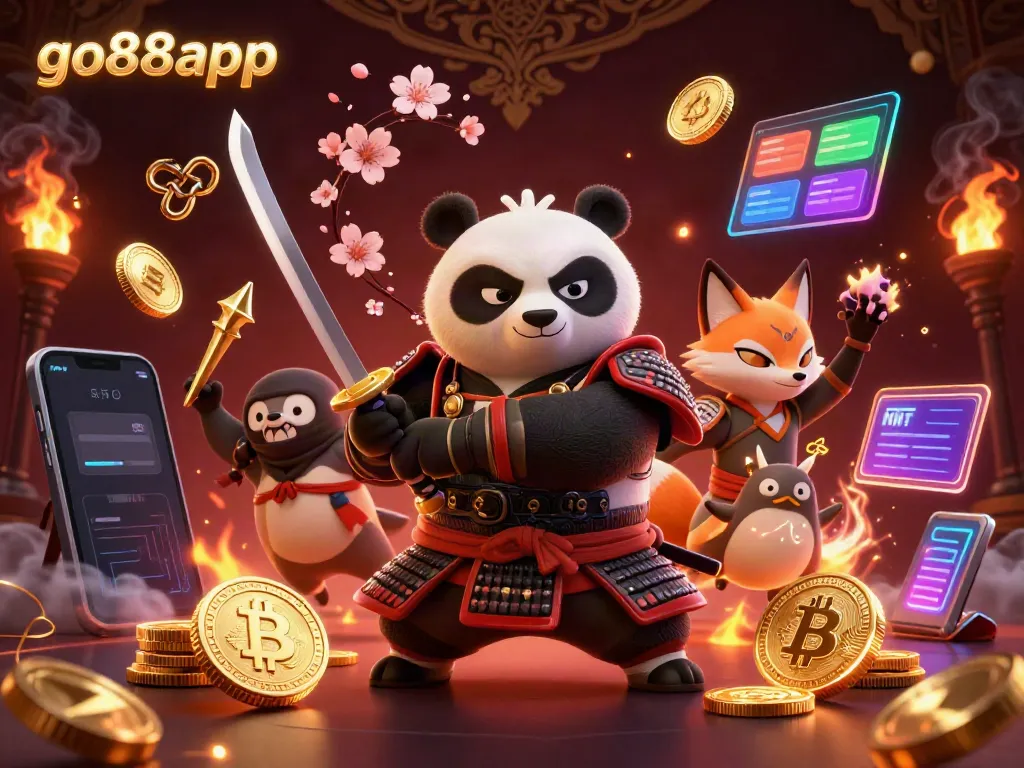 Experience thrilling gameplay with go88app featuring samurai characters amidst digital casino elements.