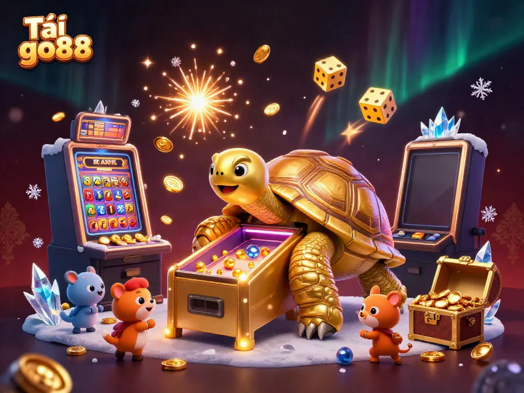 Play thrilling games at Tải go88 featuring a golden tortoise pinball and exciting casino elements.