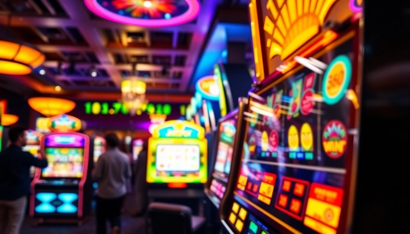 Bermain slot gacor dengan suasana meriah di kasino, mesin jackpot yang menarik perhatian, dan kemenangan nyata.