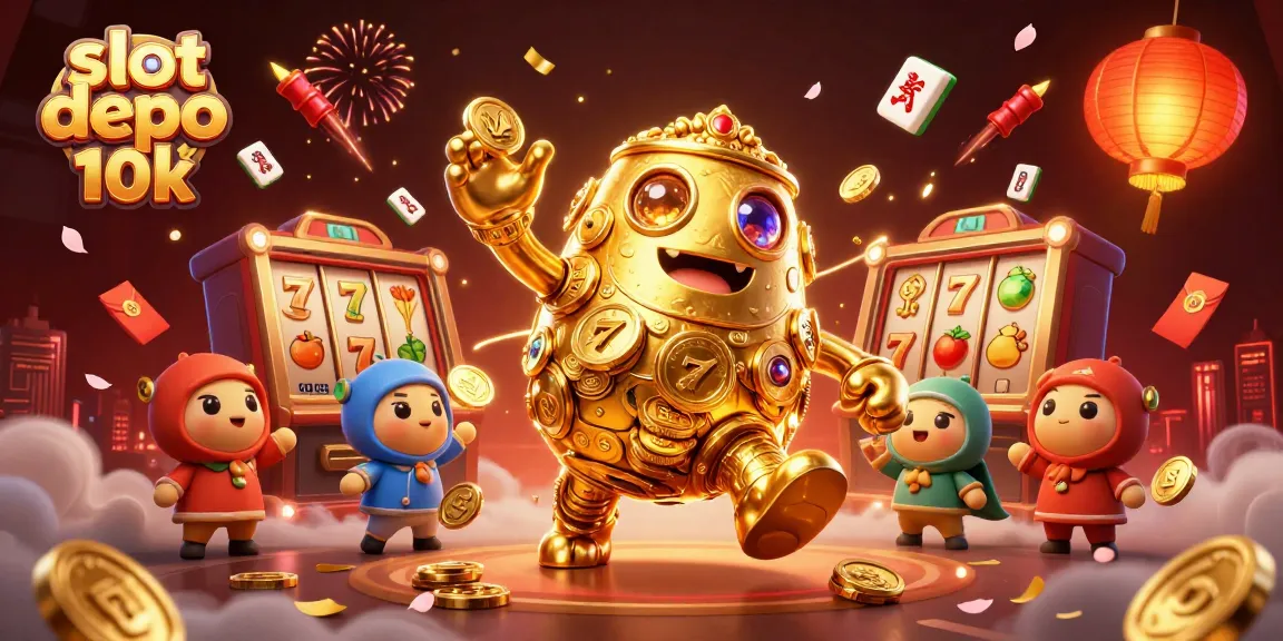 Experience slot depo 10k gameplay excitement with dynamic golden golems and vibrant casino symbols.