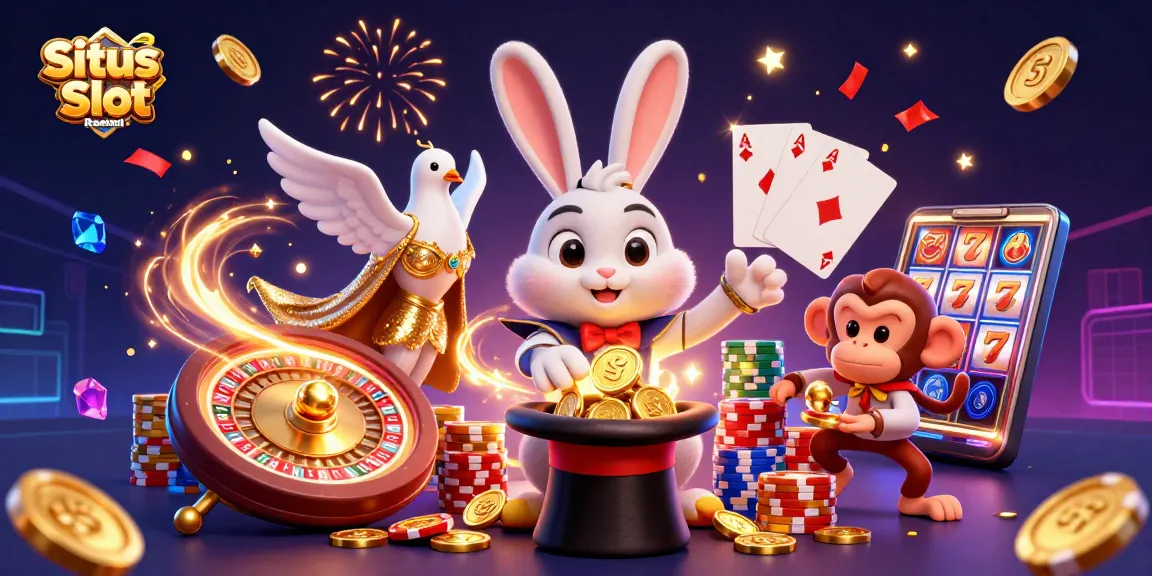 Menggandeng Situs Slot Resmi, magician kelinci menarik koin emas dari topi dengan efek magis yang memukau.