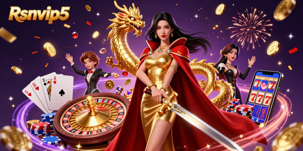 Rasakan gameplay mendebarkan Rsnvip5 dengan elemen kasino dinamis dalam ilustrasi yang hidup ini.