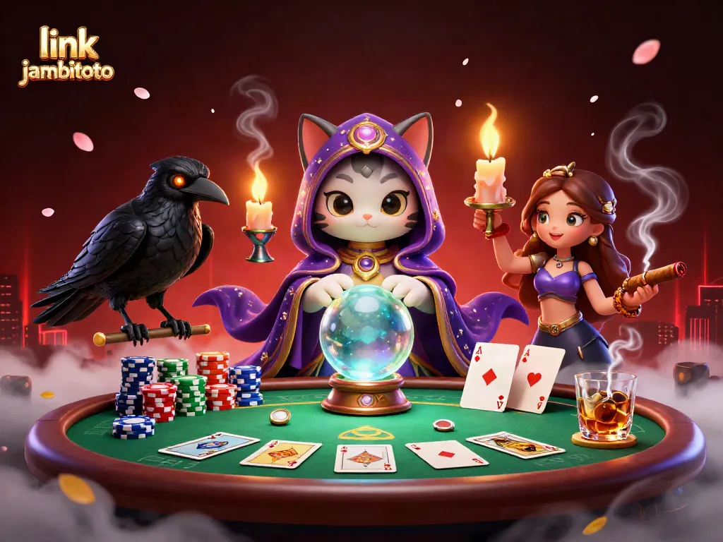 Engage with exciting gameplay at link jambitoto, featuring vibrant characters and a richly detailed casino scene.