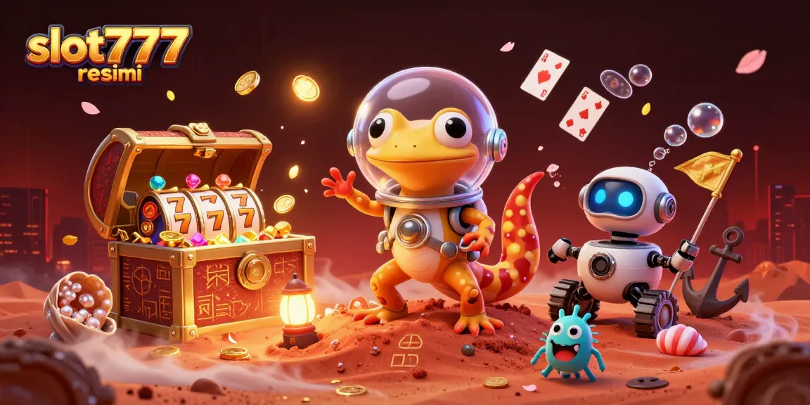 Engage with slot777 resmi gameplay featuring a Martian gecko and dynamic casino elements in a rich 3D scene.