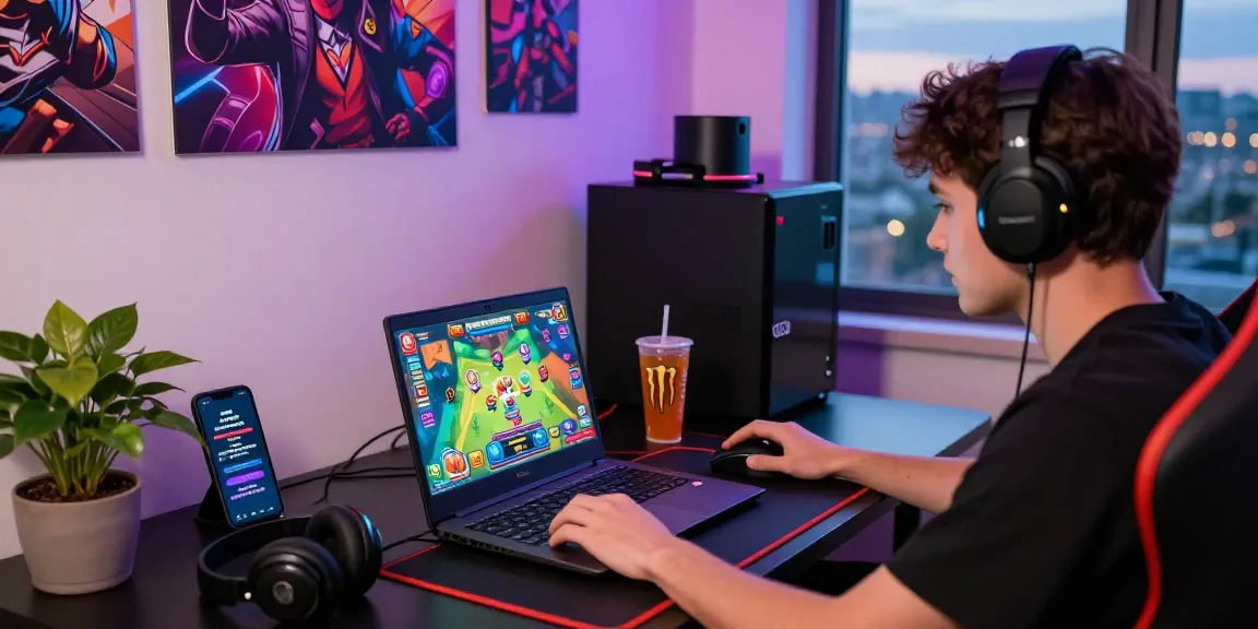 Engaged player on tempototo playing online lottery game in an energetic gaming setup.